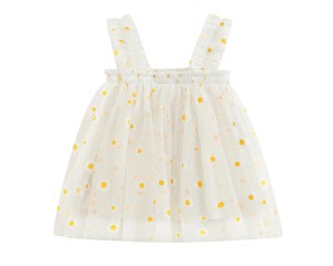 Tregren Toddler Girls Sling Dress Sleeveless Daisy Print A- line Tulle Princess A- Line Dress Kids Birthday Party Dress