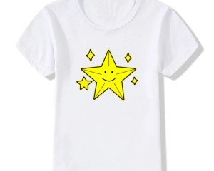 New Arrival T-shirt Boys and Girls Shiny Stars Cartoon Print Pattern T Shirt Kids Clothes Unisex Short-sleeved Tops