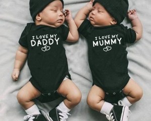 I Love My Daddy Mummy Twins Baby Bodysuit Cotton Summer Short Sleeve Boy Girl Onesies Baby Twins Clothes New Born Outfits