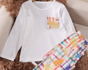 Two piece sets Same style home clothes for boys and girls pajamas comfortable and casual pullover boys' line k