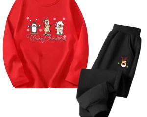 Boys Christmas Red Clothes Set Kids Santa Long Sleeve T-shirt & Pants Tracksuit 2pcs Children Sports Outfits